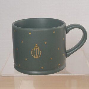 Starbucks 2016 Matte Dark Green Gold Dots Ornament Christmas Coffee Mug 12oz